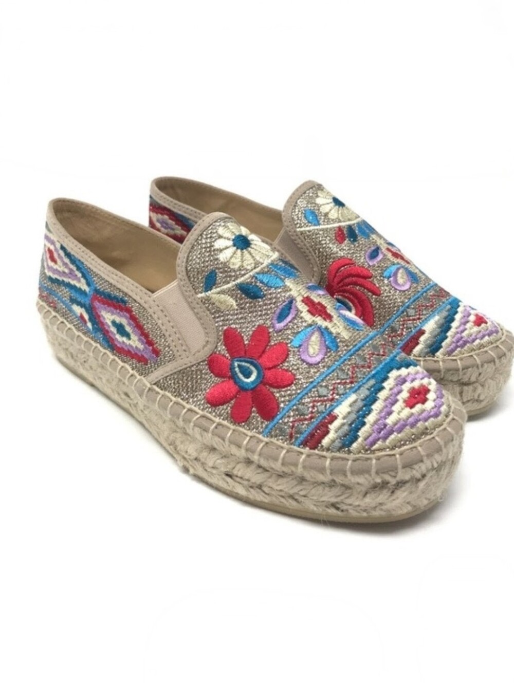 Johnny Was Nepentha Embroidered Flatform Espadrille Slip-On Shoes Size 8.5